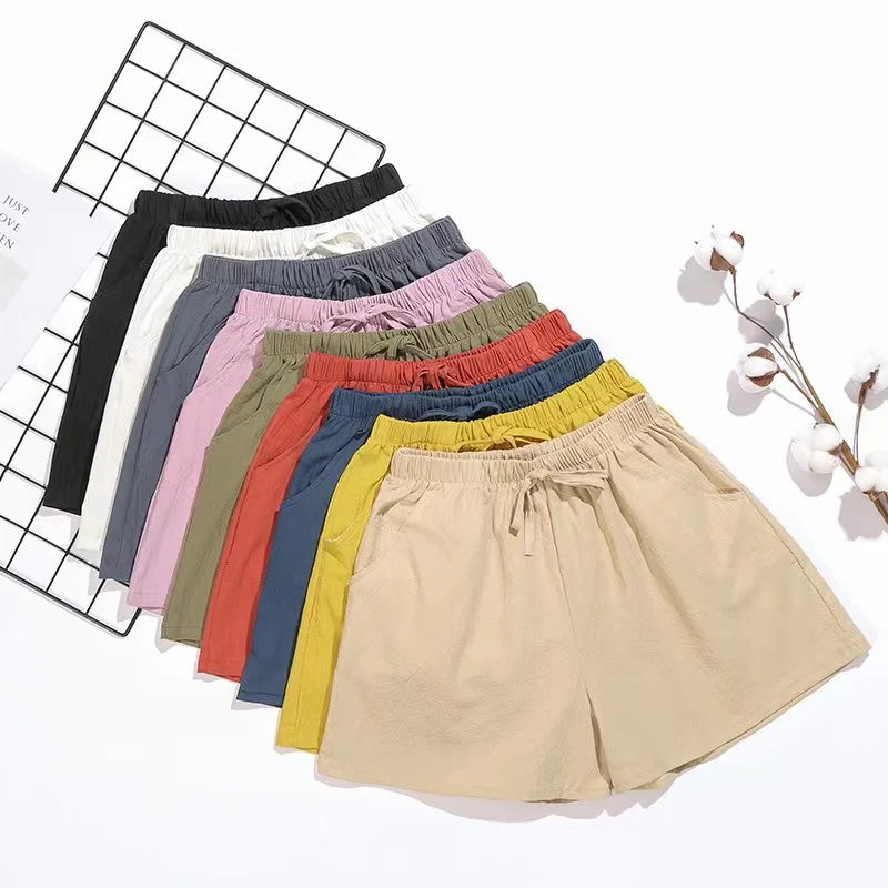 Short Linen Drawstring - 2022 Mùa Hè Mới Vải Lanh