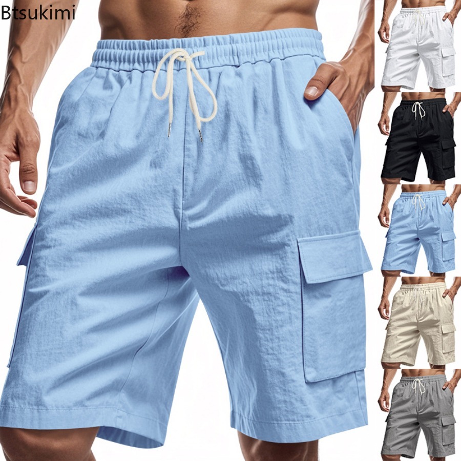 New 2025 Men's Cargo Shorts Su - đánh giá và giá Short Linen Drawstring