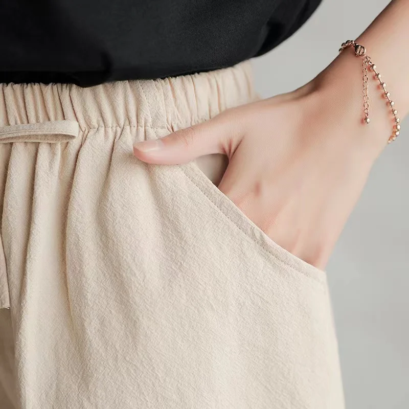 2022 Mùa Hè Mới Vải Lanh Cotto - đánh giá và giá Short Linen Drawstring