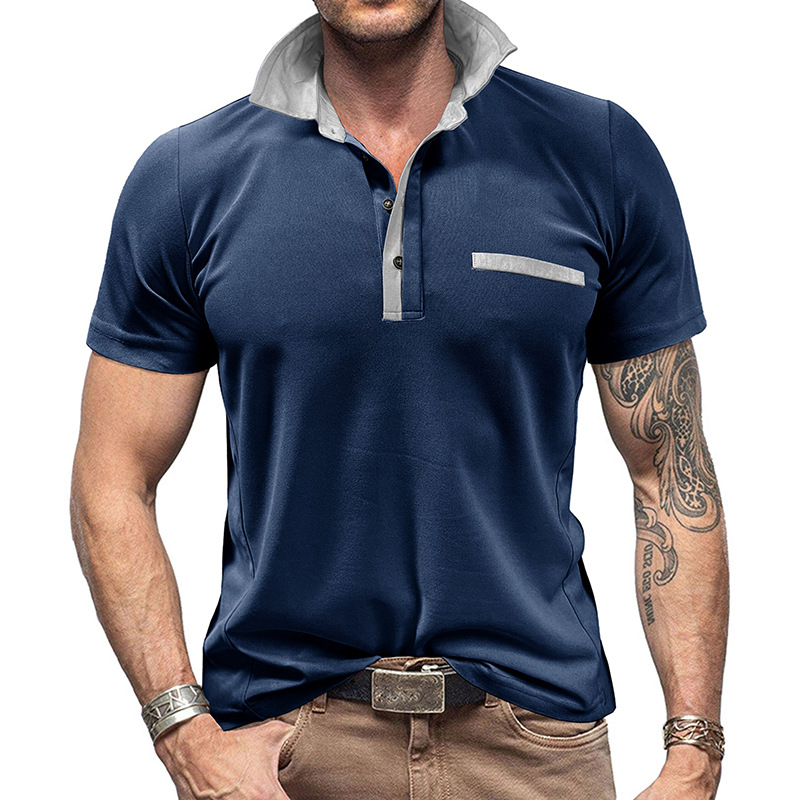 Color-Block Lapel Short Sleeve - đánh giá và giá Polo Shirt Pique