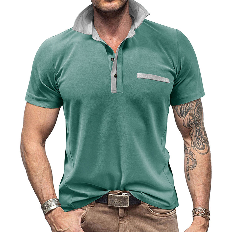 Color-Block Lapel Short Sleeve - đánh giá và giá Polo Shirt Pique